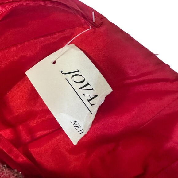 Jovani Red Beaded Crisscross Back Straps Maxi Long Evening Gown Size 10 Dress - Picture 12 of 16